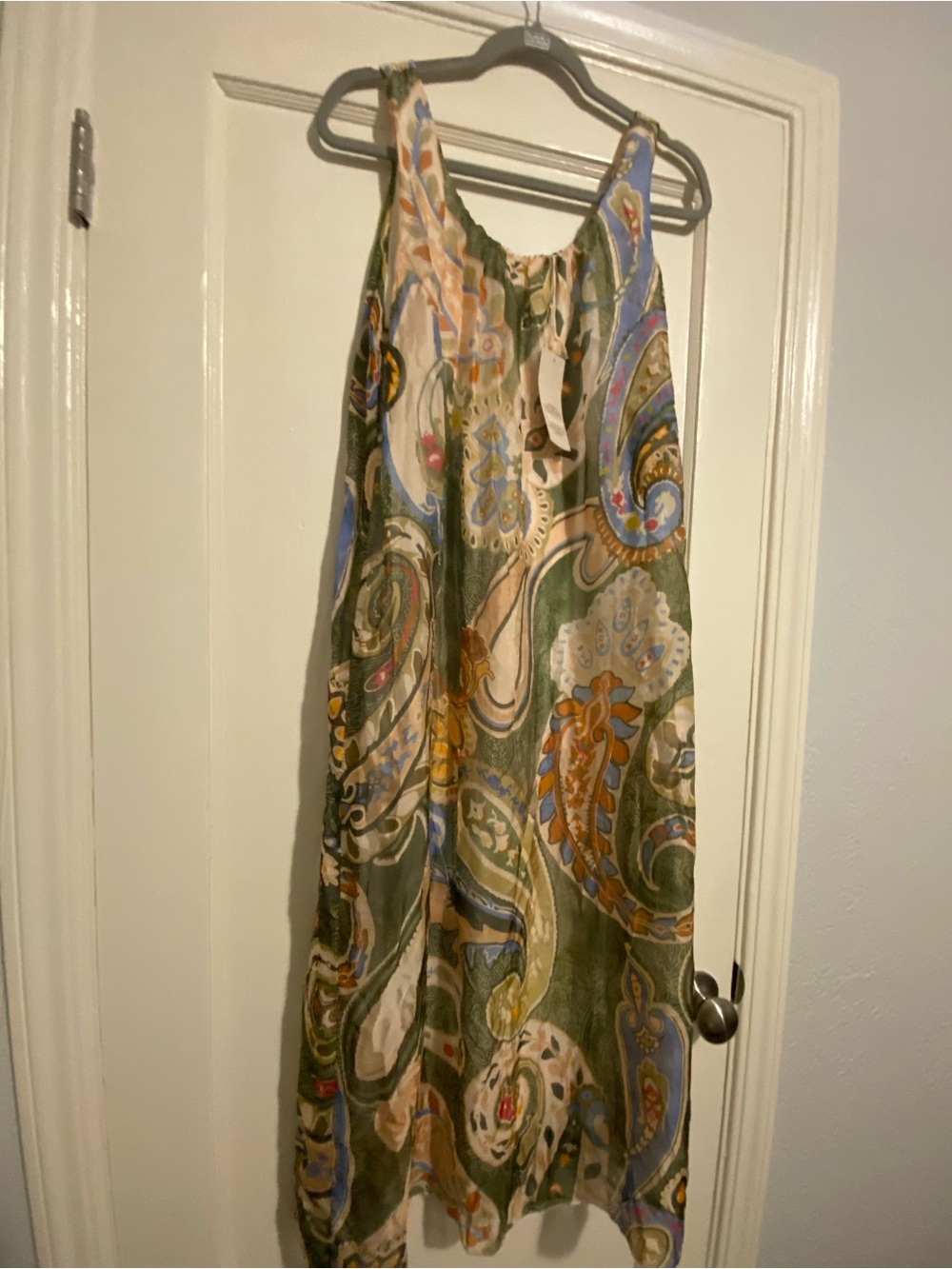 Paisley Maxi Halter Dress in Olive Green